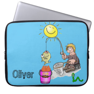 Laptop-Hülle Fischer, Angeln, Sonne Blau Laptopschutzhülle