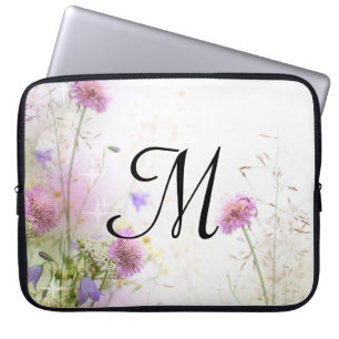 Laptop-Hülle mit Lavendel-Wildblumen-Monogramm 15  Laptopschutzhülle