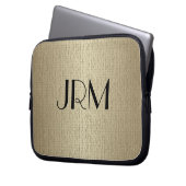 Laptop-Hülle - Monogramm mit Linenhintergrund Laptopschutzhülle (Vorderseite Links)