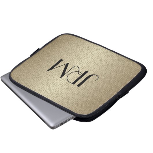 Laptop-Hülle - Monogramm mit Linenhintergrund Laptopschutzhülle (Vorne Knopf)