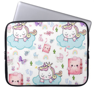 Laptop-Hülle Pink, Blau Einhorn Regenbogen Katze  Laptopschutzhülle