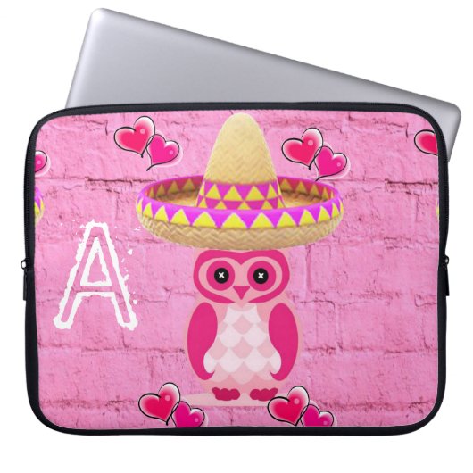 Laptop-Hülle Rosa Eule Laptopschutzhülle (Vorderseite)