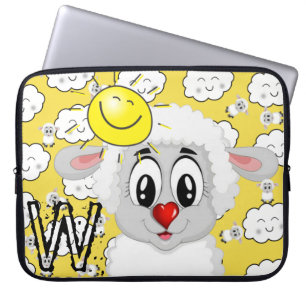 Laptop-Hülle Schaf Sonne Wolken Gelb Laptopschutzhülle