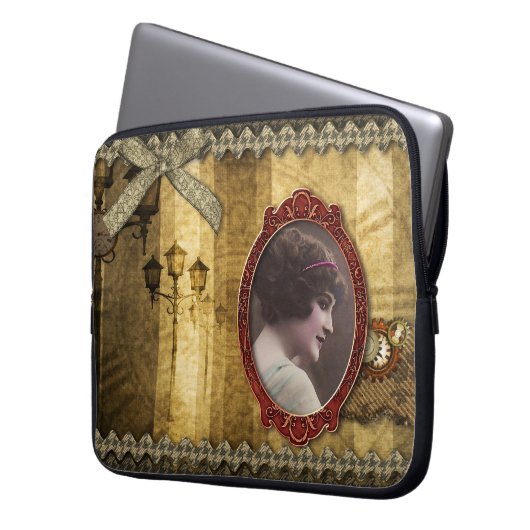 Laptop-Hülse - Steampunk Romance, durch Laptopschutzhülle (Vorderseite Links)