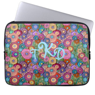 LAPTOP-HÜLSEN-ABSTRAKTES KREISEbrite-MONOGRAMM Laptopschutzhülle