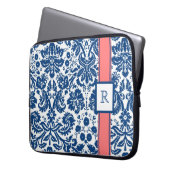 Laptop-kundenspezifisches Monogramm-blauer Laptopschutzhülle (Vorderseite Links)