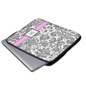 Laptop-kundenspezifisches Monogramm-grauer rosa Laptopschutzhülle (Vorne Knopf)