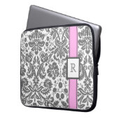 Laptop-kundenspezifisches Monogramm-grauer rosa Laptopschutzhülle (Vorderseite Links)