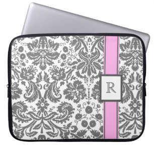 Laptop-kundenspezifisches Monogramm-grauer rosa Laptopschutzhülle