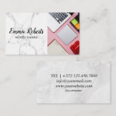 Laptop Pink Frau Office Work Website Builder Visitenkarte (Vorne/Hinten)