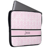 Laptop-rosa Damast-individueller Name Laptopschutzhülle (Vorne Rechts)