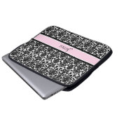 Laptop-rosa Damast-individueller Name Laptopschutzhülle (Vorne Knopf)