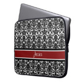 Laptop-roter Damast-individueller Name Laptopschutzhülle (Vorderseite Links)