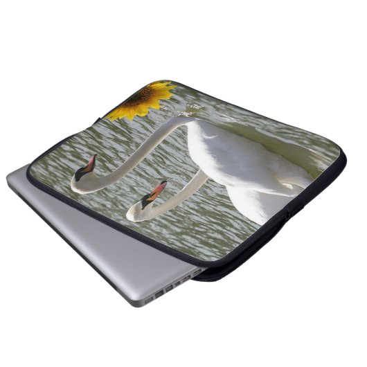 Laptop Schlauch Swan Sonnenblume Laptopschutzhülle (Vorne Knopf)