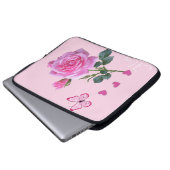 Laptop-Schnürsenkel, Blütenschmetterling Rosa Rose Laptopschutzhülle (Vorne Knopf)