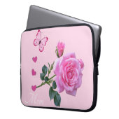 Laptop-Schnürsenkel, Blütenschmetterling Rosa Rose Laptopschutzhülle (Vorderseite Links)