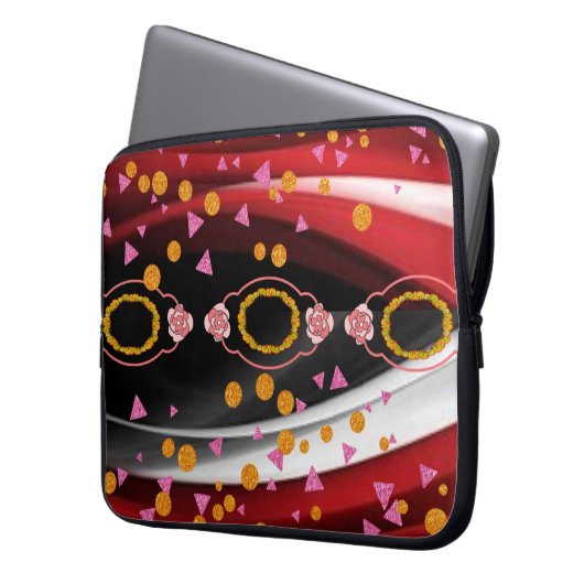Laptop-Sieb Abstrakt-Rot-Schwarz Laptopschutzhülle (Vorderseite Links)