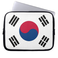 Laptop-Sieb auf der südkoreanischen Flagge