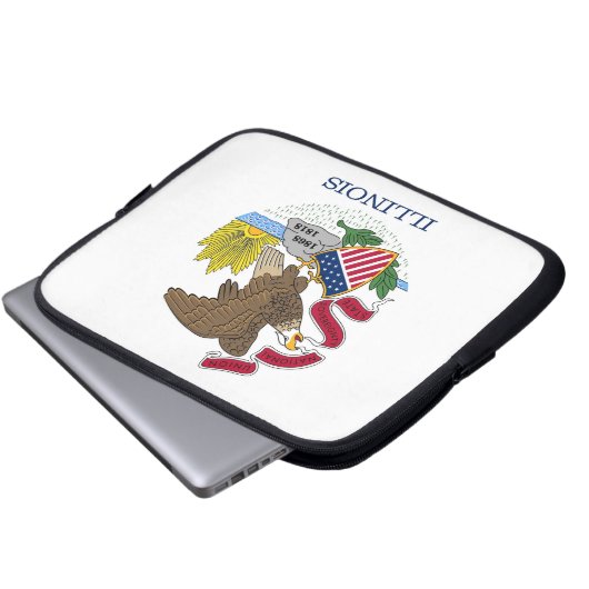 Laptop-Sieb der Staatsflagge von Illinois Laptopschutzhülle (Vorne Knopf)
