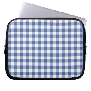 Laptop-Sieb, Dunkelblau und Weißer Karo Gingham Laptopschutzhülle