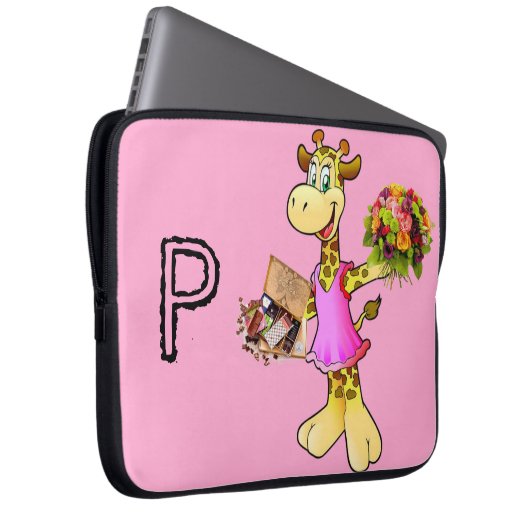 Laptop-Sieb Giraffe Blumenschokolade Rosa Laptopschutzhülle (Vorne Rechts)