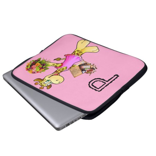 Laptop-Sieb Giraffe Blumenschokolade Rosa Laptopschutzhülle (Vorne Knopf)
