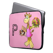 Laptop-Sieb Giraffe Blumenschokolade Rosa Laptopschutzhülle (Vorderseite Links)