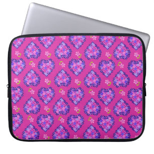 Laptop-Sieb, Herz und Blume auf Magenta Laptopschutzhülle