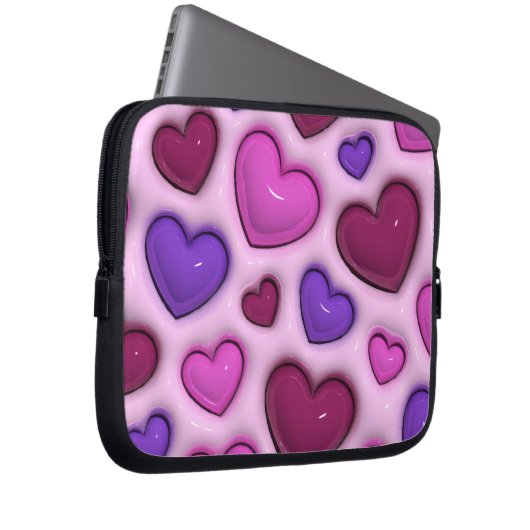 Laptop-Sieb mit 3D-Glossy Hearts Laptopschutzhülle (Vorne Rechts)