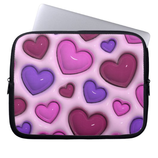 Laptop-Sieb mit 3D-Glossy Hearts Laptopschutzhülle (Vorderseite)
