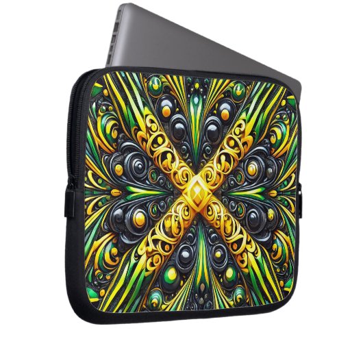 Laptop-Sieb mit jamaikanischem Farbdesign Laptopschutzhülle (Vorne Rechts)
