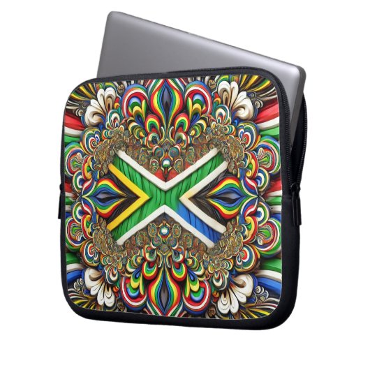 Laptop-Sieb mit südafrikanischem Farbdesign Laptopschutzhülle (Vorderseite Links)