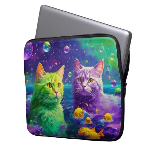 Laptop-Sieb - Niedliche und stilvolle Katze Laptopschutzhülle (Vorderseite Links)