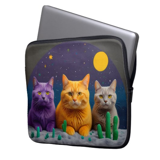 Laptop-Sieb - Niedliche und stilvolle Katze Laptopschutzhülle (Vorderseite Links)