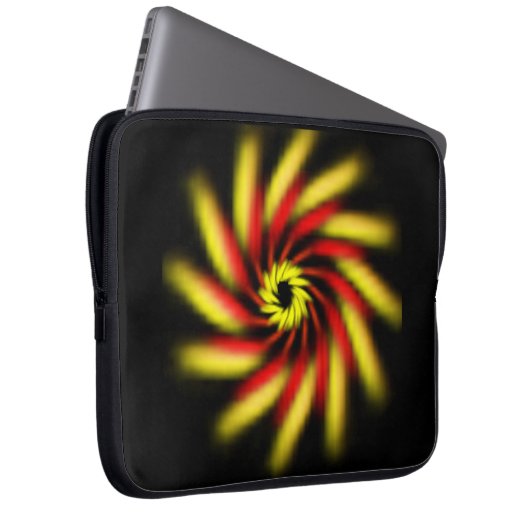 Laptop-Sieb - Pinwheel in Rot und Gelb Laptopschutzhülle (Vorne Rechts)