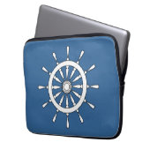 Laptop-Sieb - Schiffrad mit Name Laptopschutzhülle (Vorderseite Links)