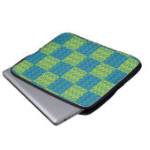 Laptop-Sieb, Smaragdgrüne und blaue Patchwork Laptopschutzhülle (Vorne Knopf)
