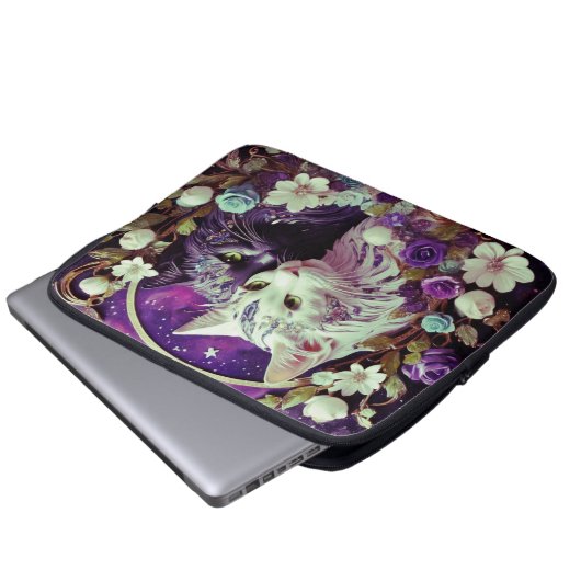 Laptop-Sieb - Stilvolle Katze Laptopschutzhülle (Vorne Knopf)