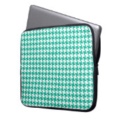 Laptop Sleeve, Emerald Green Dogstooth Karo Laptopschutzhülle (Vorderseite Links)