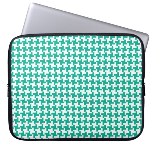 Laptop Sleeve, Emerald Green Dogstooth Karo Laptopschutzhülle (Vorderseite)