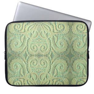 Laptop Sleeve Fiddlehead Fern Fliesen grün