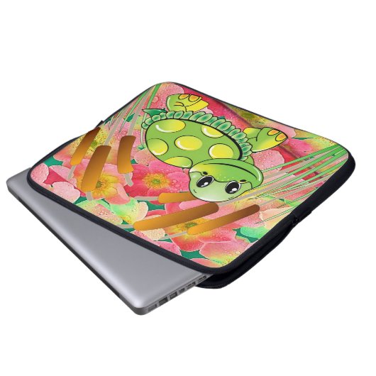 Laptop Sleeve Floral Turtle (Vorne Knopf)