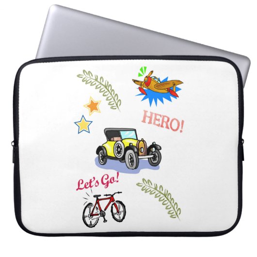 Laptop Sleeve Hero Fahrrad Flugzeug (Vorderseite)