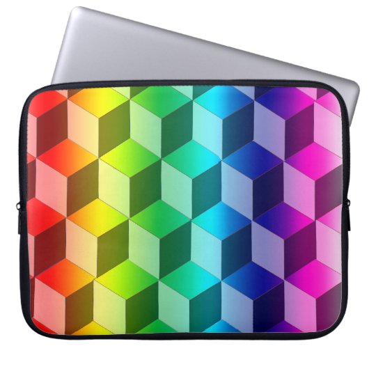 Laptop Sleeve - Illusion of Rainbow Blocks (Vorderseite)