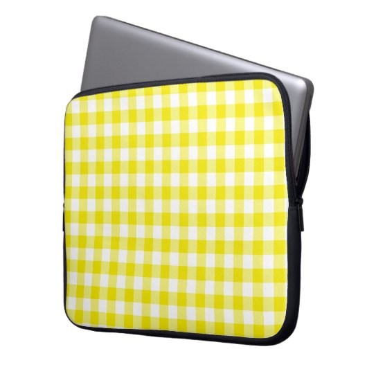 Laptop Sleeve Lemon Yellow Karo Gingham (Vorderseite Links)