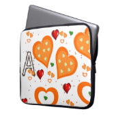 Laptop Sleeve Orange Hearts (Vorderseite Links)