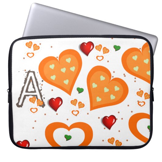 Laptop Sleeve Orange Hearts (Vorderseite)
