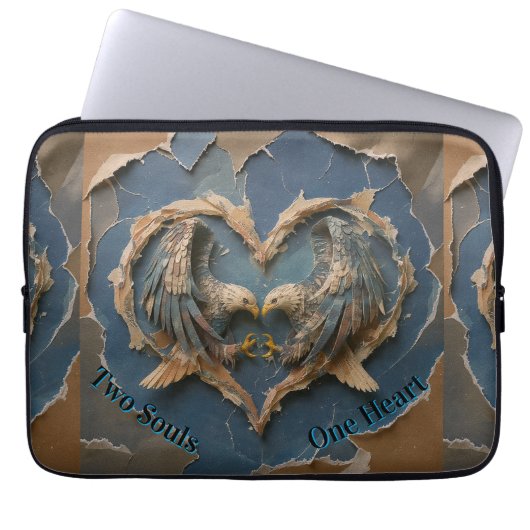 Laptop Sleeve Paper Cut Eagle Two Souls One Heart (Vorderseite)
