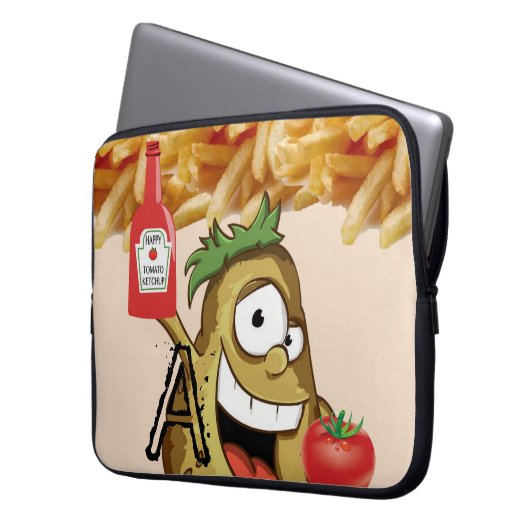 Laptop Sleeve Potato, Französisch Fries, Ketchup (Vorderseite Links)