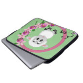 Laptop Sleeve Schafe grün floralgrün (Vorne Knopf)